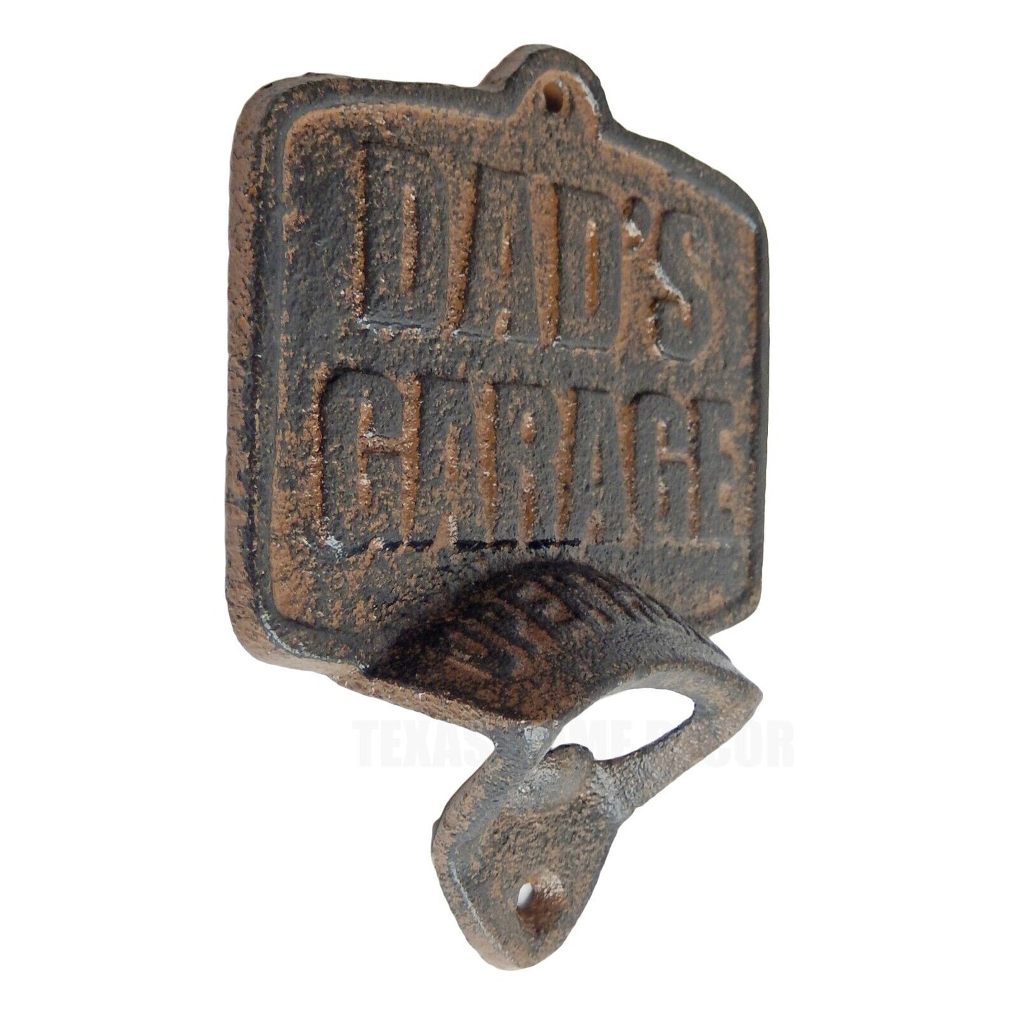 Dad's Garage OPEN HERE Bottle Opener Wall Mounted Plaque Heavy Duty Retro Style