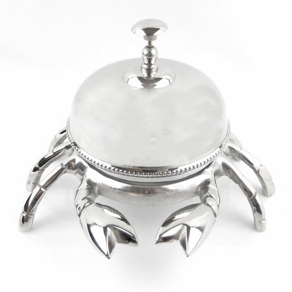 Large Crab Hotel Desk Bell Help Service Polished Aluminum Nautical Beach 6"