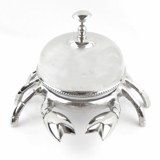 Large Crab Hotel Desk Bell Help Service Polished Aluminum Nautical Beach 6"