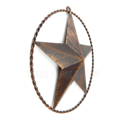 Texas Barn Star Twisted Ring Rustic Tin Metal Wall Decor Brushed Bronze 9 3/8 in