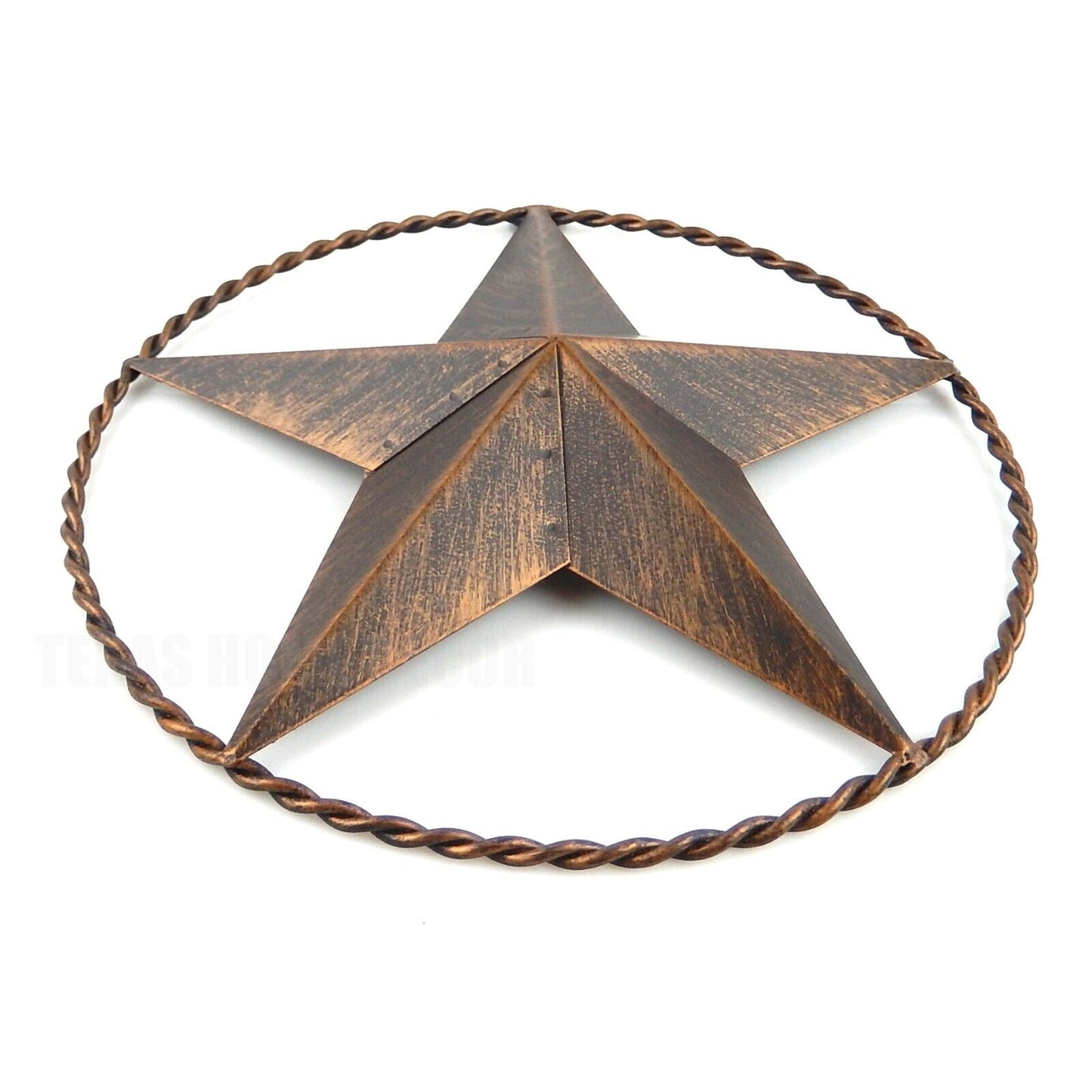 Texas Barn Star Twisted Ring Rustic Tin Metal Wall Decor Brushed Bronze 9 3/8 in