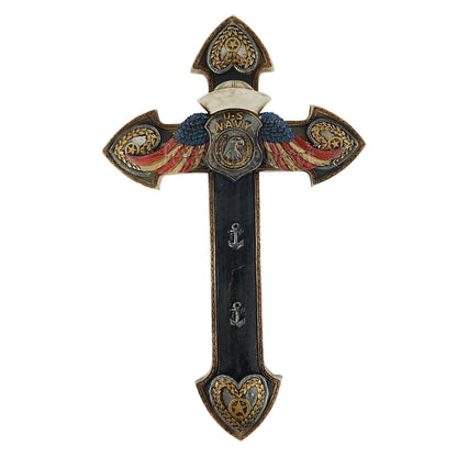 United States Navy Decorative Wall Cross Eagle Shield American Flag Wings