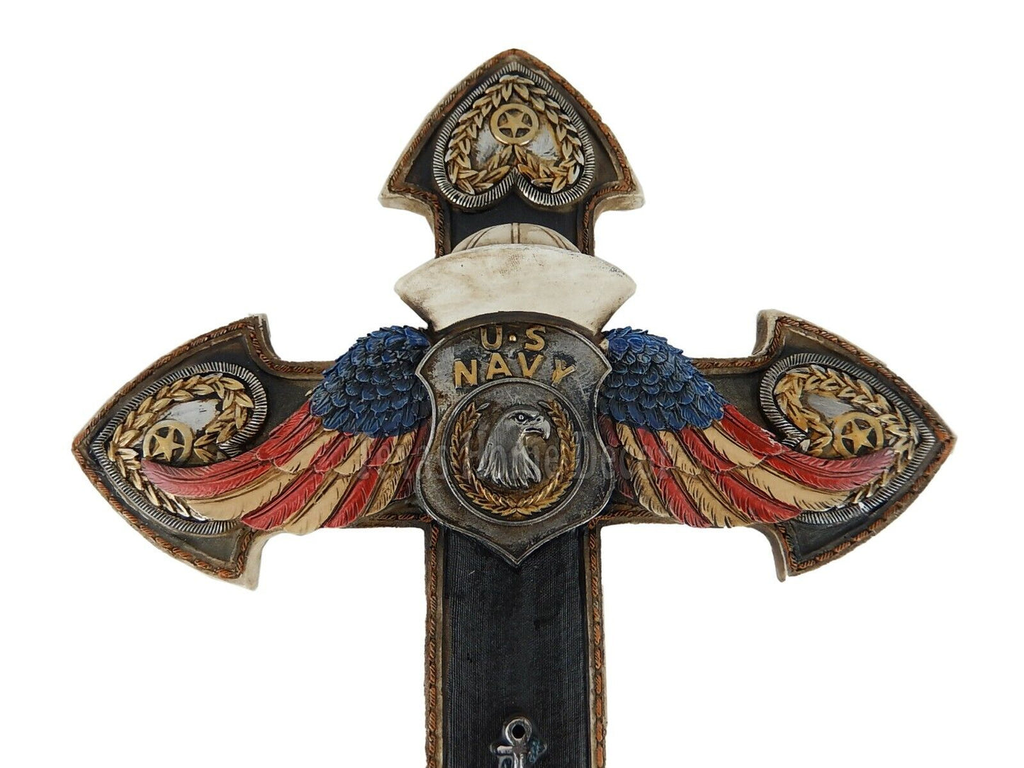 United States Navy Decorative Wall Cross Eagle Shield American Flag Wings