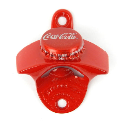 Red Coca-Cola Cap Beer Bottle Opener Wall Mounted Powder Coated Cast Iron