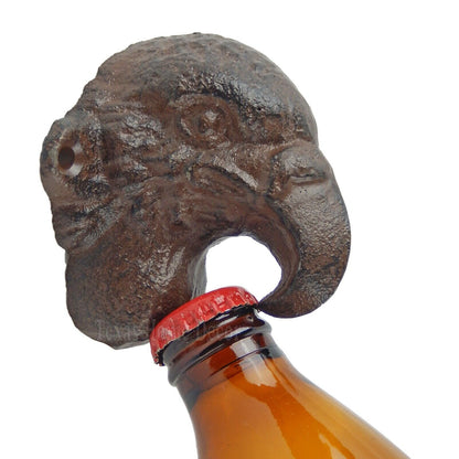 Eagle Beak Beer Bottle Opener Cast Iron Wall Mounted Rustic Brown Bar Decor