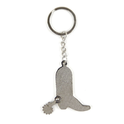 Metal Texas Flag Boot Spur Keychain Split Ring Enamel Color Inlay