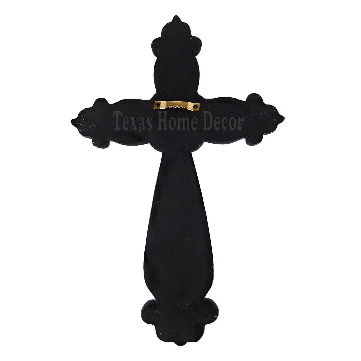 Inspirational Messages Wall Cross Engraved Fleur De Lis Center Stone 12 1/4 x 8"