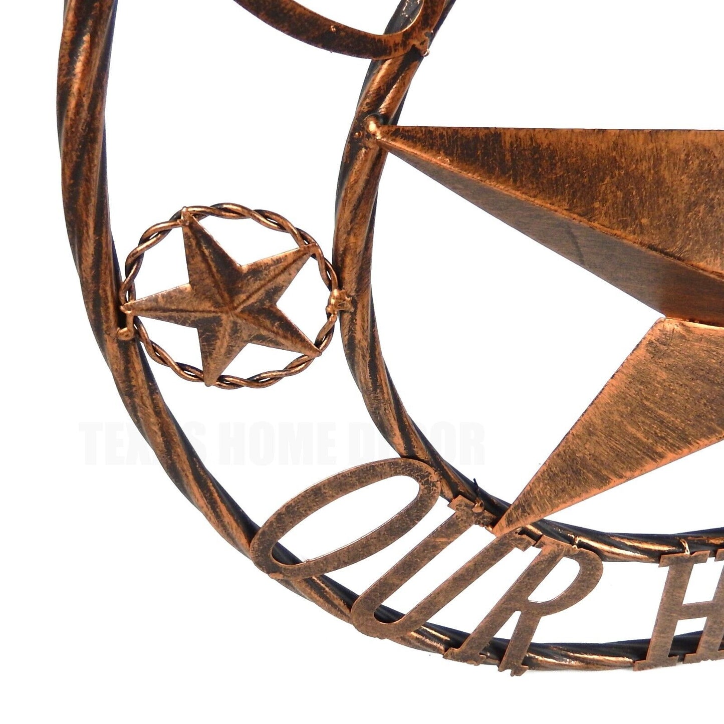 Metal God Bless Our Home Wall Star With Stars Ring Brushed Copper Finish 18 inch