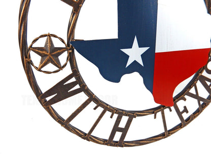 Metal Map Flag Stars Don't Mess With Texas Wall Decor Brushed Copper 18 inch