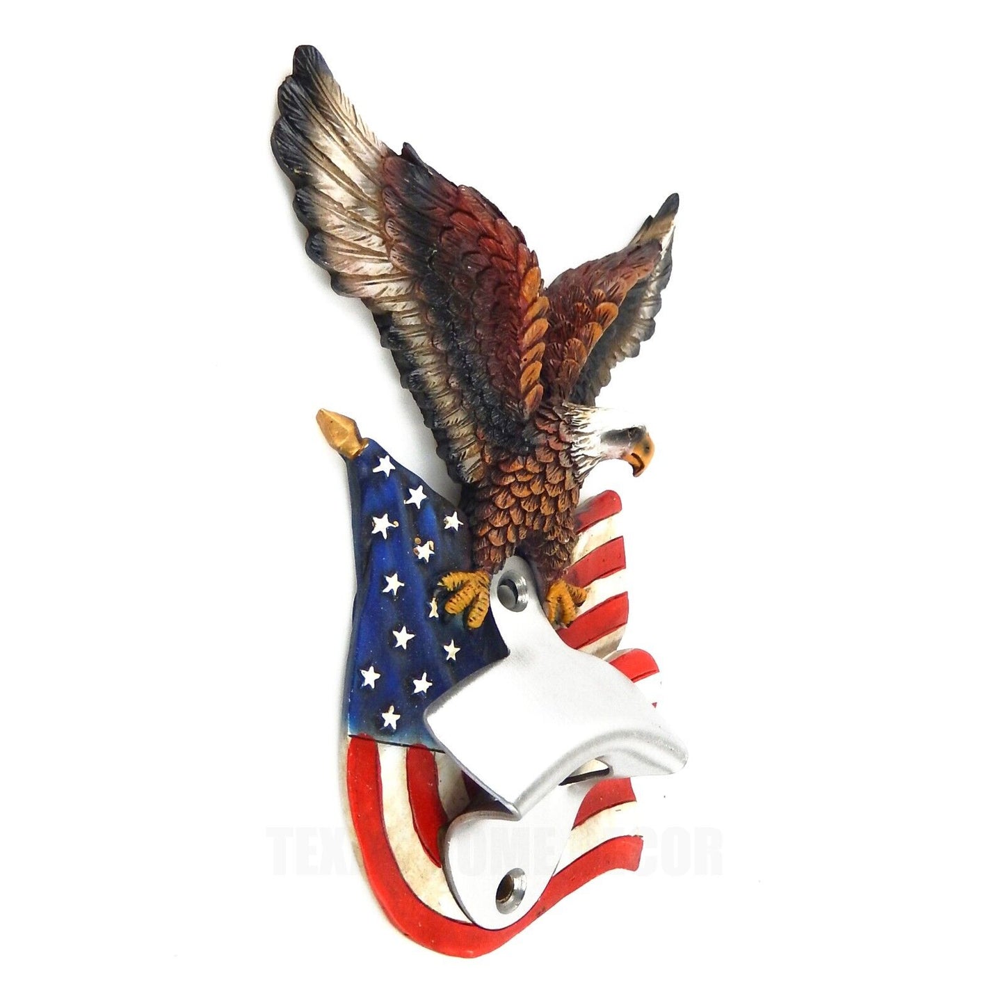 American Flag Eagle Beer Bottle Opener Wall Mounted Patriotic Kitchen Bar Decor