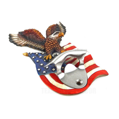 American Flag Eagle Beer Bottle Opener Wall Mounted Patriotic Kitchen Bar Decor