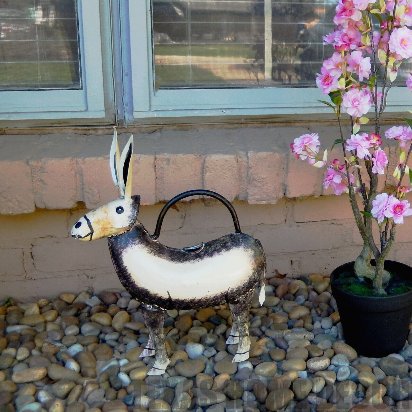 Handcrafted Metal Donkey Watering Can Plant Pals Garden Yard Porch Decor 15.5 in