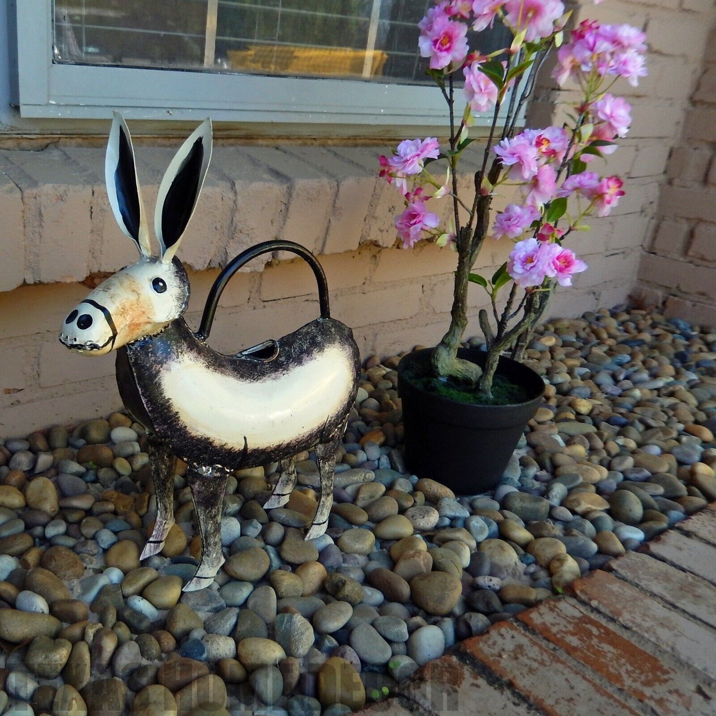 Handcrafted Metal Donkey Watering Can Plant Pals Garden Yard Porch Decor 15.5 in