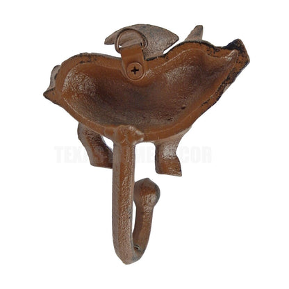 Flying Pig With Wings Wall Hook Cast Iron Key Towel Coat Hanger Rustic Brown