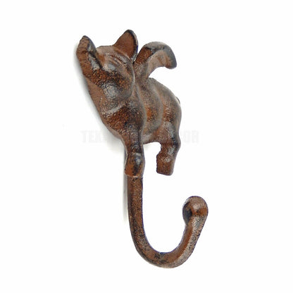 Flying Pig With Wings Wall Hook Cast Iron Key Towel Coat Hanger Rustic Brown