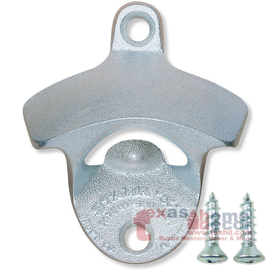 Plain Bottle Opener Starr X Wall Mounted Silver Zinc Plated Cast Iron +Screws