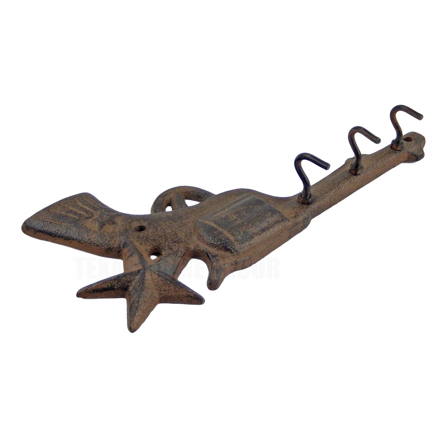 Pistol Star Gun Wall Hook Coat Key Rack Hanger Cast Iron Western Antique Style