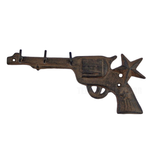 Pistol Star Gun Wall Hook Coat Key Rack Hanger Cast Iron Western Antique Style