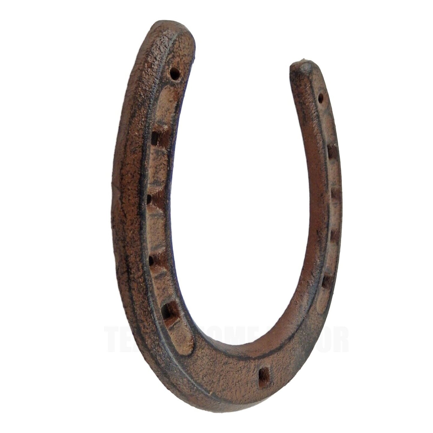 Large Cast Iron Rustic Lucky Horseshoe Decorative Brown Western Decor 7" x 6.5"