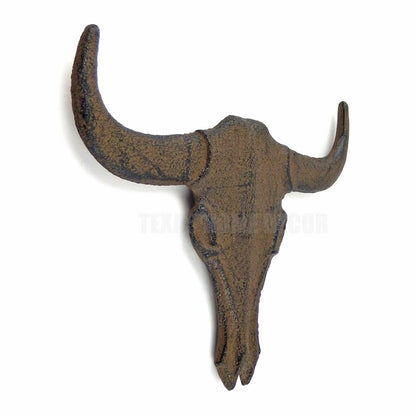 Texas Longhorn Wall Plaque Cast Iron Cow Skull Rustic Western Decor Brown 7 inch