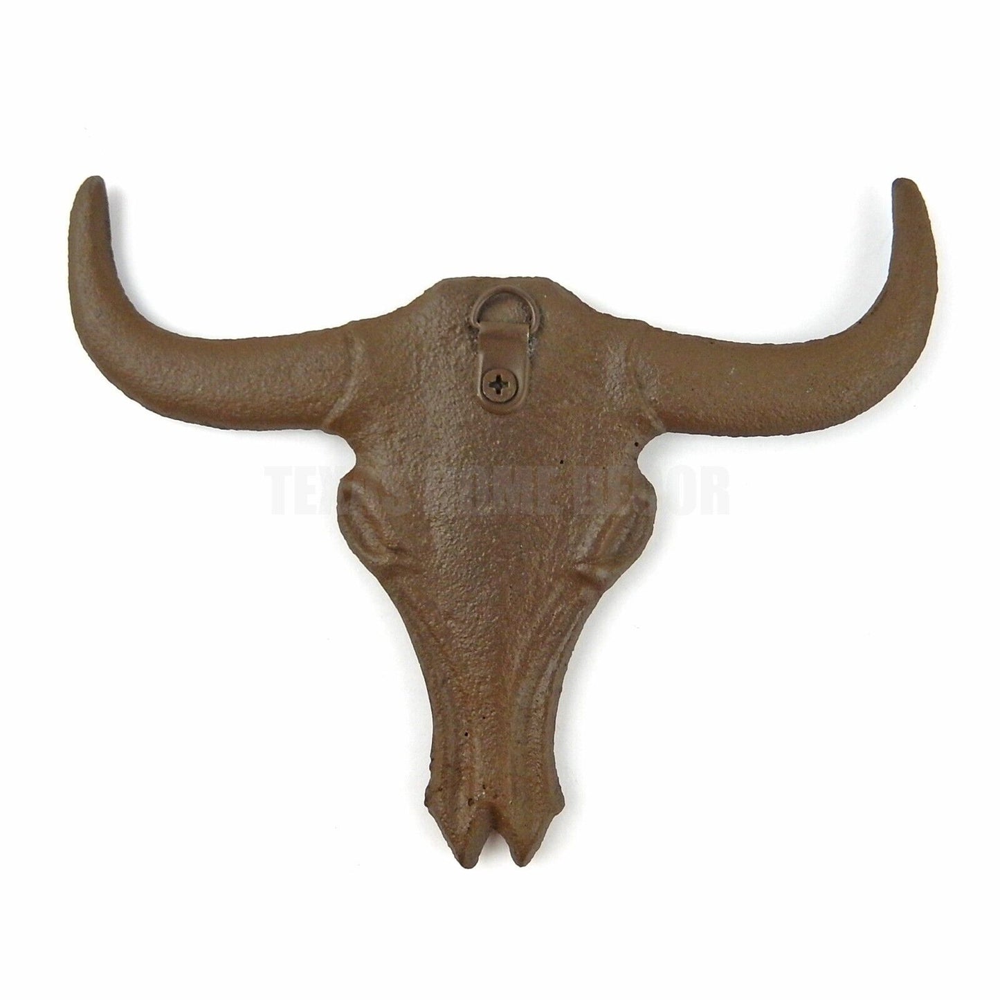 Texas Longhorn Wall Plaque Cast Iron Cow Skull Rustic Western Decor Brown 7 inch