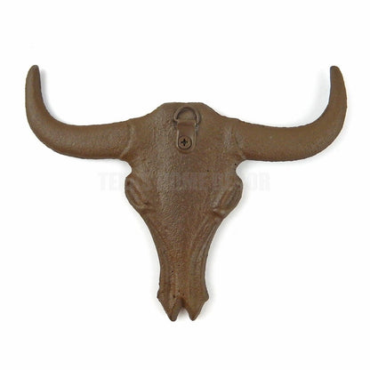 Texas Longhorn Wall Plaque Cast Iron Cow Skull Rustic Western Decor Brown 7 inch