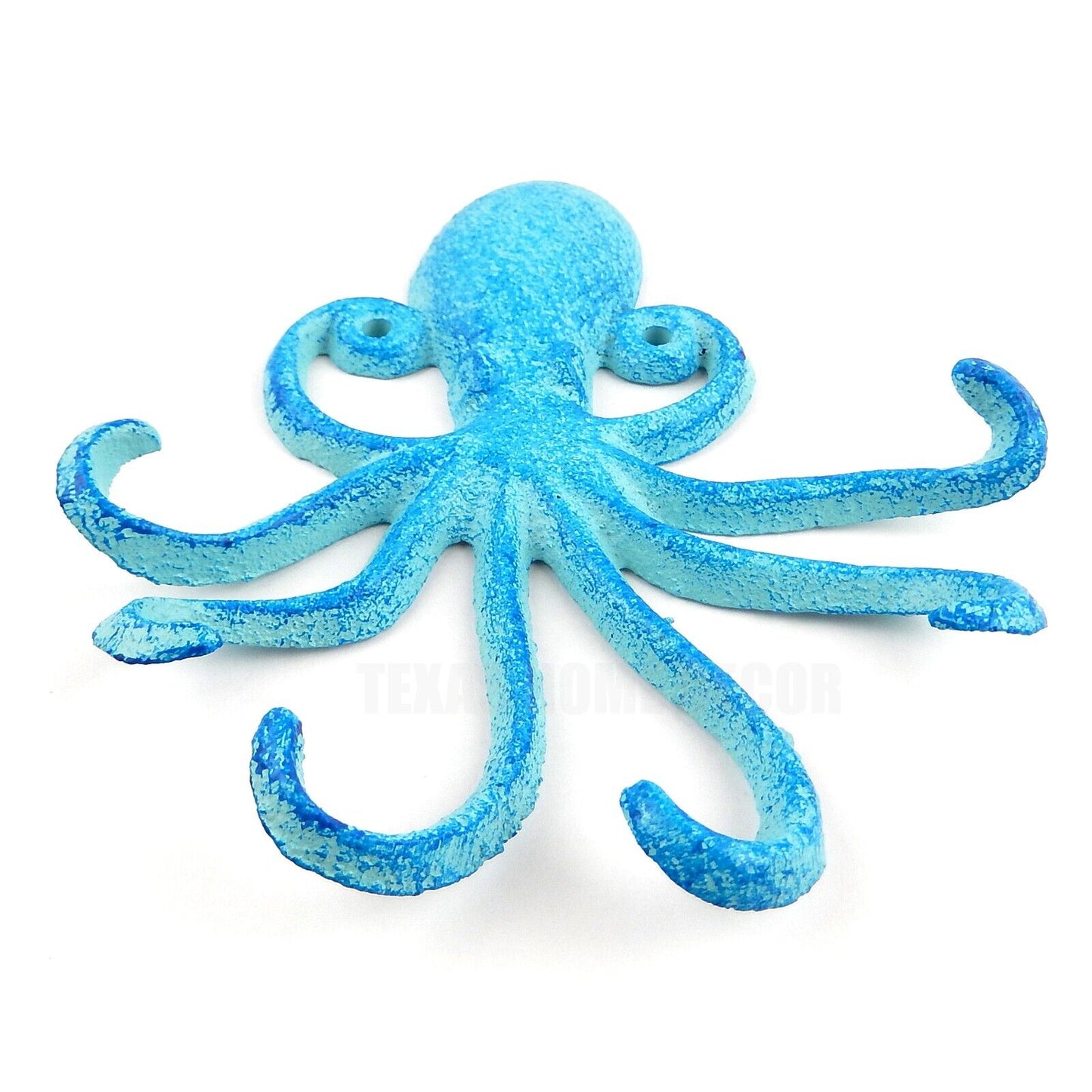 Octopus Tentacles Wall Hook Key Rack Cast Iron Coat Towel Hanger Nautical Blue