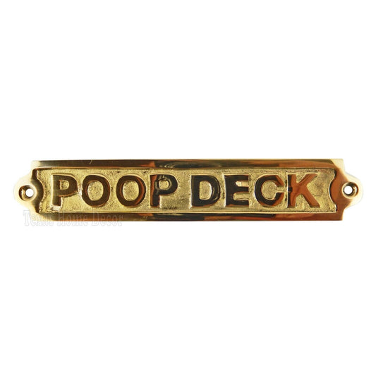 Poop Deck Wall Plaque Sign Polished Solid Brass Nautical Beach House Boat Decor