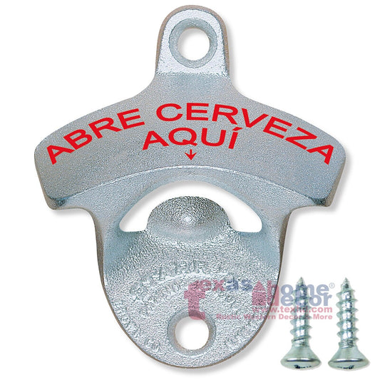 Abre Cerveza Aqui Starr X Stationary Beer Bottle Opener Zinc Plated w/ Screws