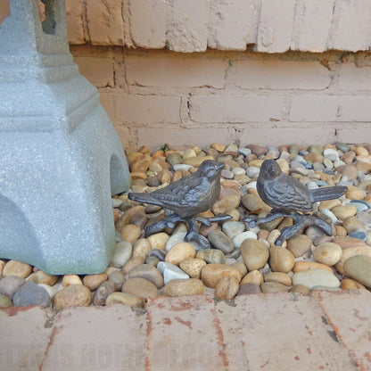 Birds On Branch Figurines Statues Rustic Brown Cast Iron Garden Porch Shelf