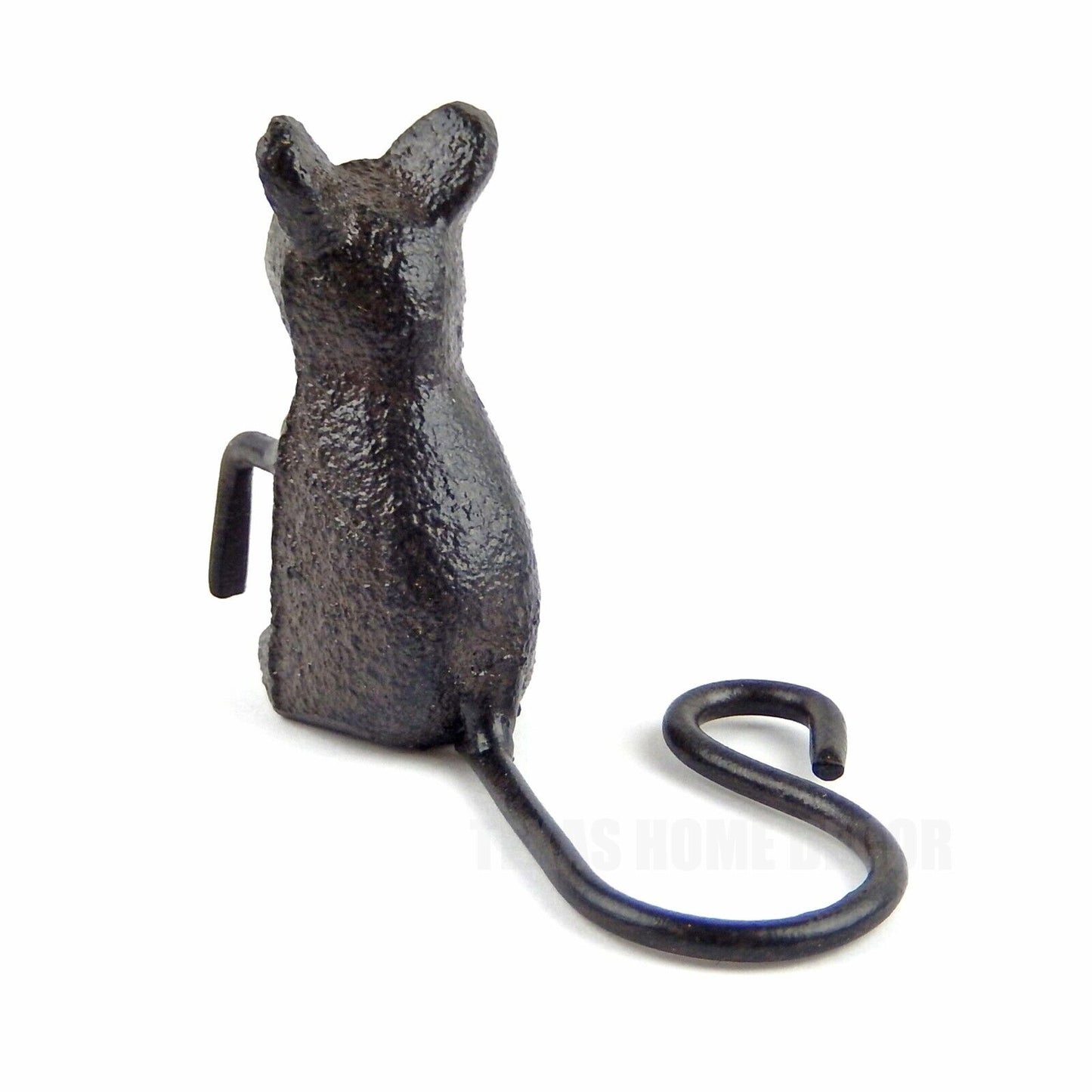 Little Mouse Pot Percher Hanging Ornament Garden Figurine Cast Iron Rustic Brown