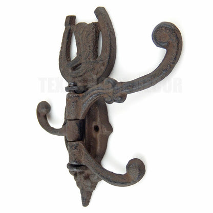 Swivel Hooks Cowboy Boots Cast Iron Coat Hook Towel Western Rustic Antique Style