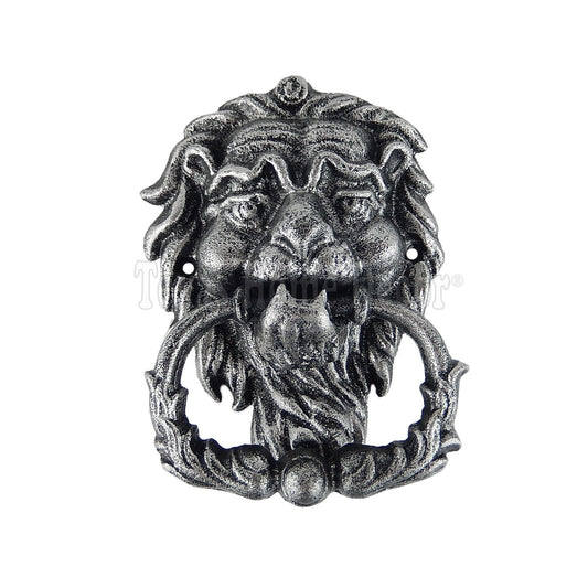 Lion Head Door Knocker Cast Iron Extra Large Heavy Duty Medieval Black Gray