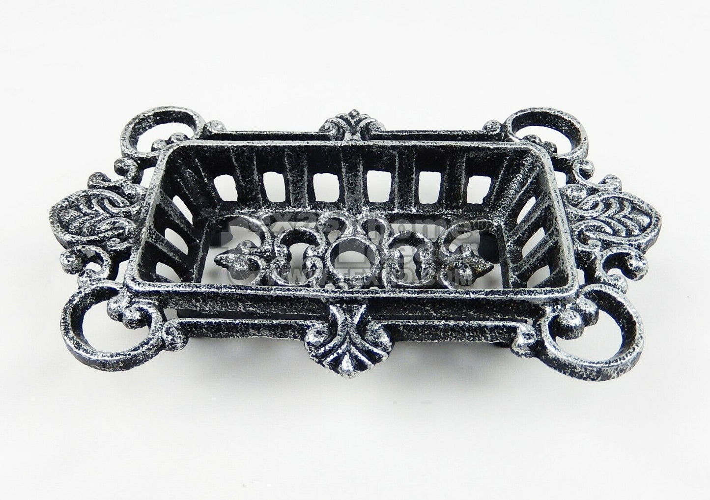 Silver Soap Dish Cast Iron Rustic Ornate Victorian Antique Style Bathroom Decor