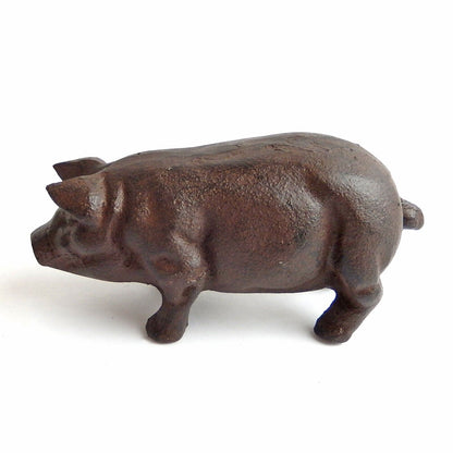 Pig Figurine Hog Swine Statue Country Western Farmhouse Decor Cast Iron 5.5"