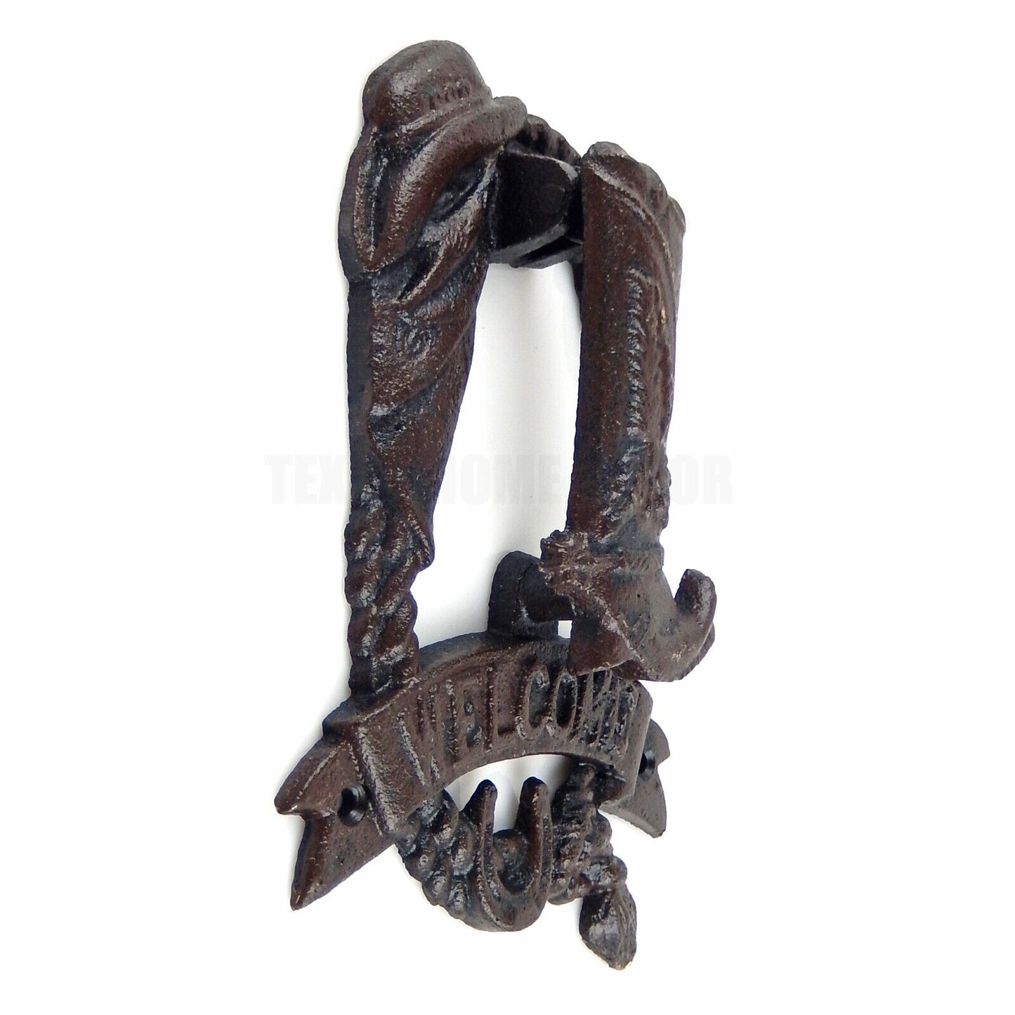 Cast Iron Boot Hat Rope Horseshoe Welcome Door Knocker Rustic Country Western