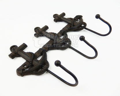 Anchor Key Rack Cast Iron Rustic Wall Nautical Hook Towel Holder Coat Hanger