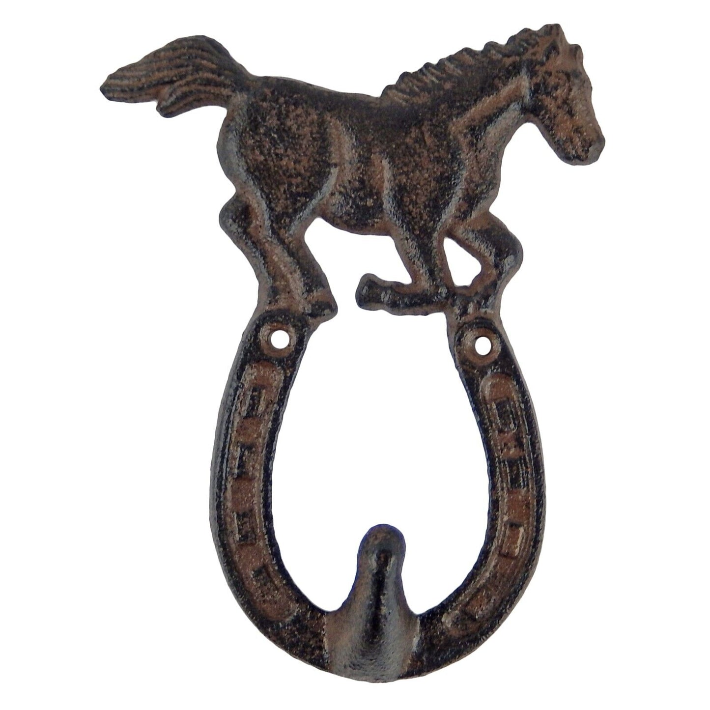 Horse Horseshoe Wall Hook Cast Iron Key Towel Coat Hanger Rustic Western Decor