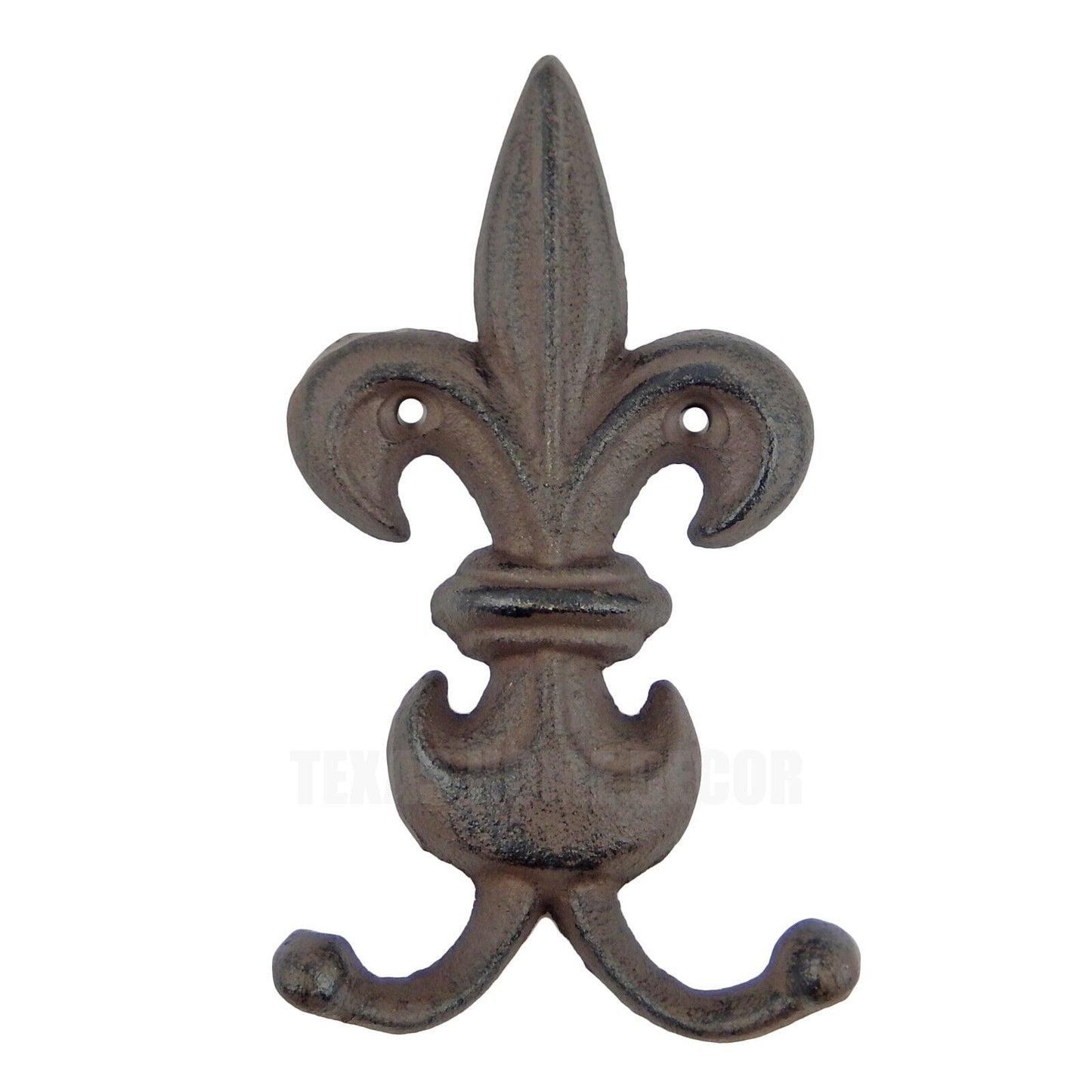 Fleur De Lis Double Wall Hook Cast Iron Key Coat Towel Hanger Antique Finish