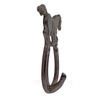 Horse Horseshoe Wall Hook Cast Iron Key Towel Coat Hanger Rustic Western Decor