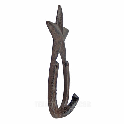 Star Horseshoe Wall Hook Cast Iron Key Towel Coat Hanger Rustic Western Decor