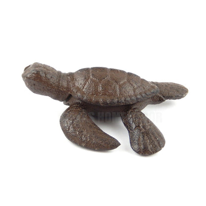 Small Cast Iron Baby Sea Turtle Figurine Statue Garden Pond Nautical Decor Brown