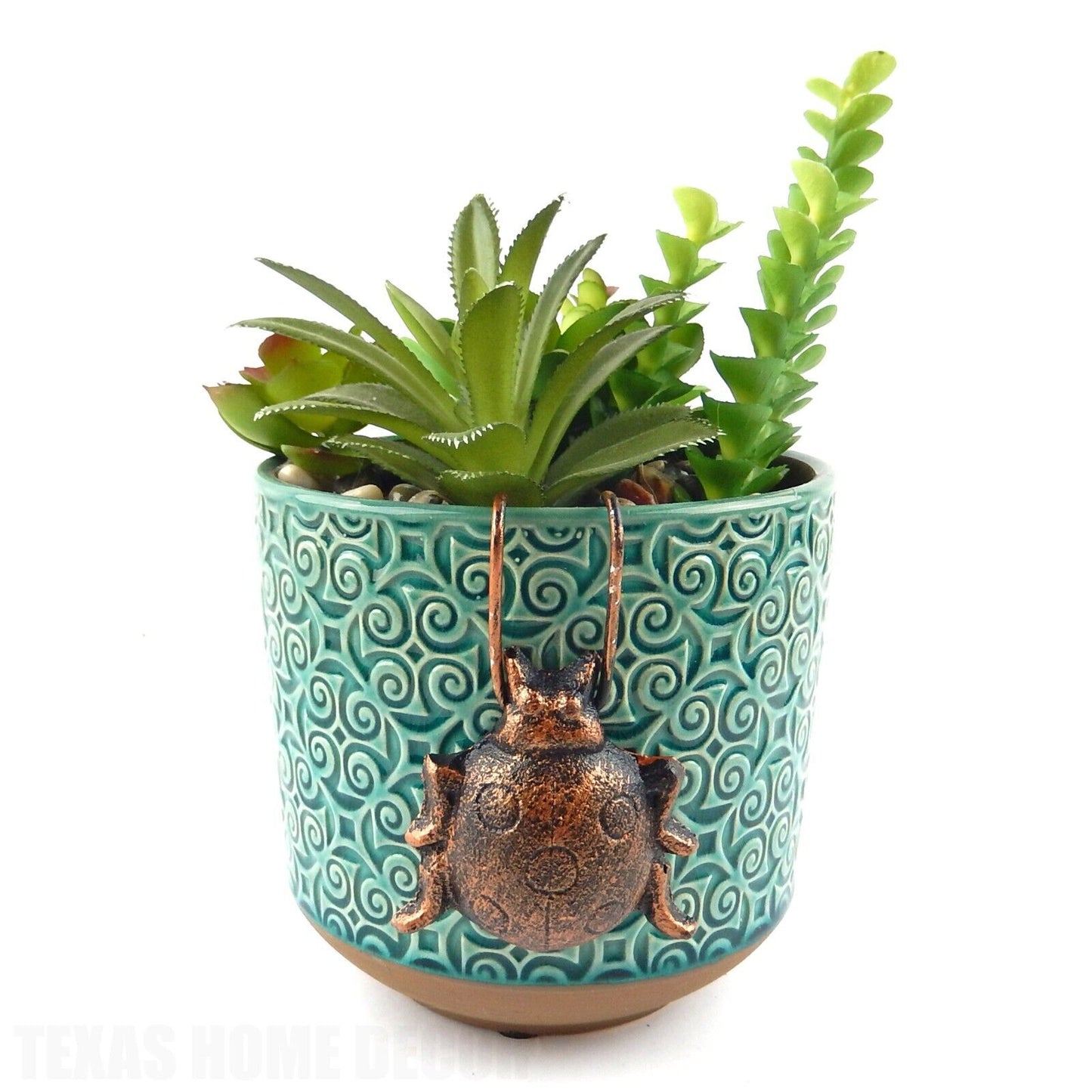 Ladybug Flower Pot Ornament Hook Cast Iron Garden Yard Hanger Rustic Copper