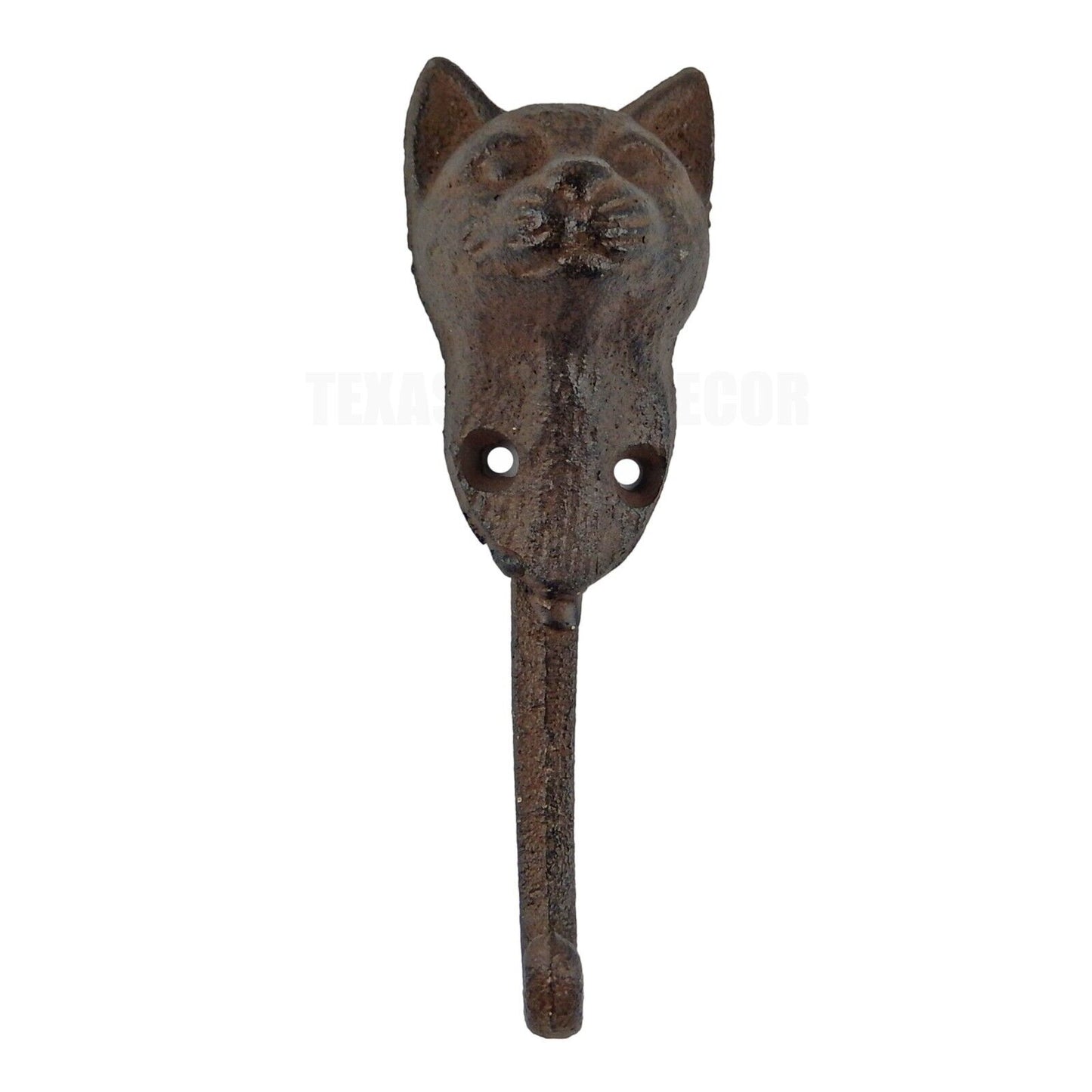 Cat Head Wall Hook Cast Iron Key Towel Coat Leash Hanger Antique Rustic Brown