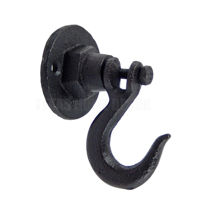 Industrial Swivel Clevis Eye Wall Hook Heavy Duty Cast Iron Antique Style Black