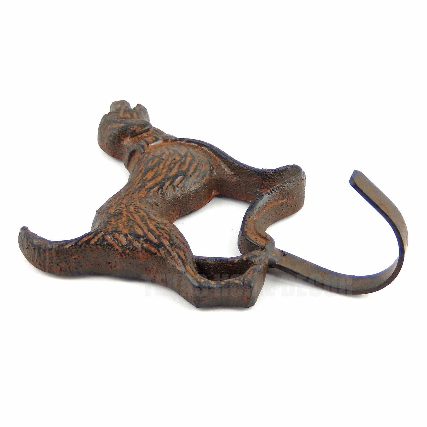 Dog Wall Hook Cast Iron Leash Key Towel Coat Hanger Rustic Brown Antique Look