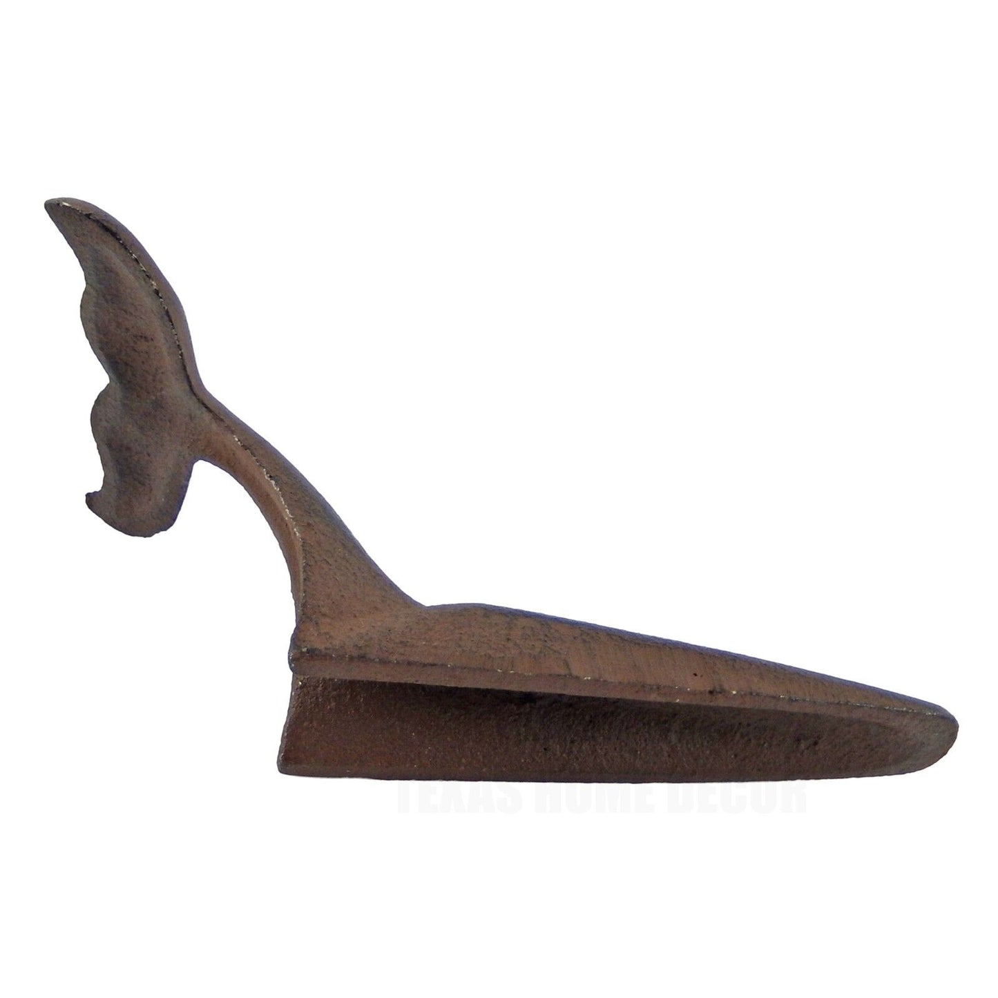 Cast Iron Whale Tail Doorstop Wedge Rustic Nautical Style Antique Brown Finish