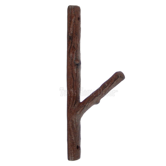 Tree Branch Wall Hook Cast Iron Towel Coat Hat Hanger Rustic Brown Antique Style