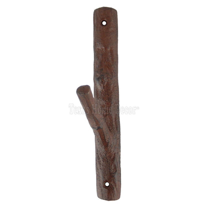 Tree Branch Wall Hook Cast Iron Towel Coat Hat Hanger Rustic Brown Antique Style