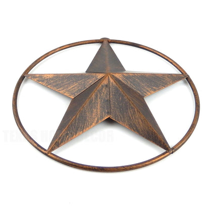 Texas Barn Star Smooth Ring Rustic Tin Metal Wall Decor Brushed Bronze 9 1/2 in